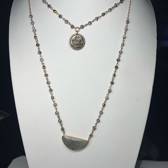 Cato Double Strand Bead and Stone Charm “Be Still and Know” Necklace - Picture 1 of 9